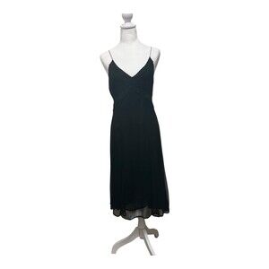 Adrienne Vittadini Dress Womens 4 Black Silk Strappy Midi Slip Sheath Party